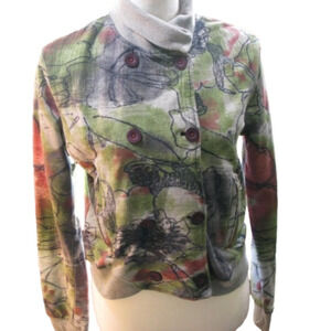 Desigual Abstract Floral Button Front Blazer Size Large